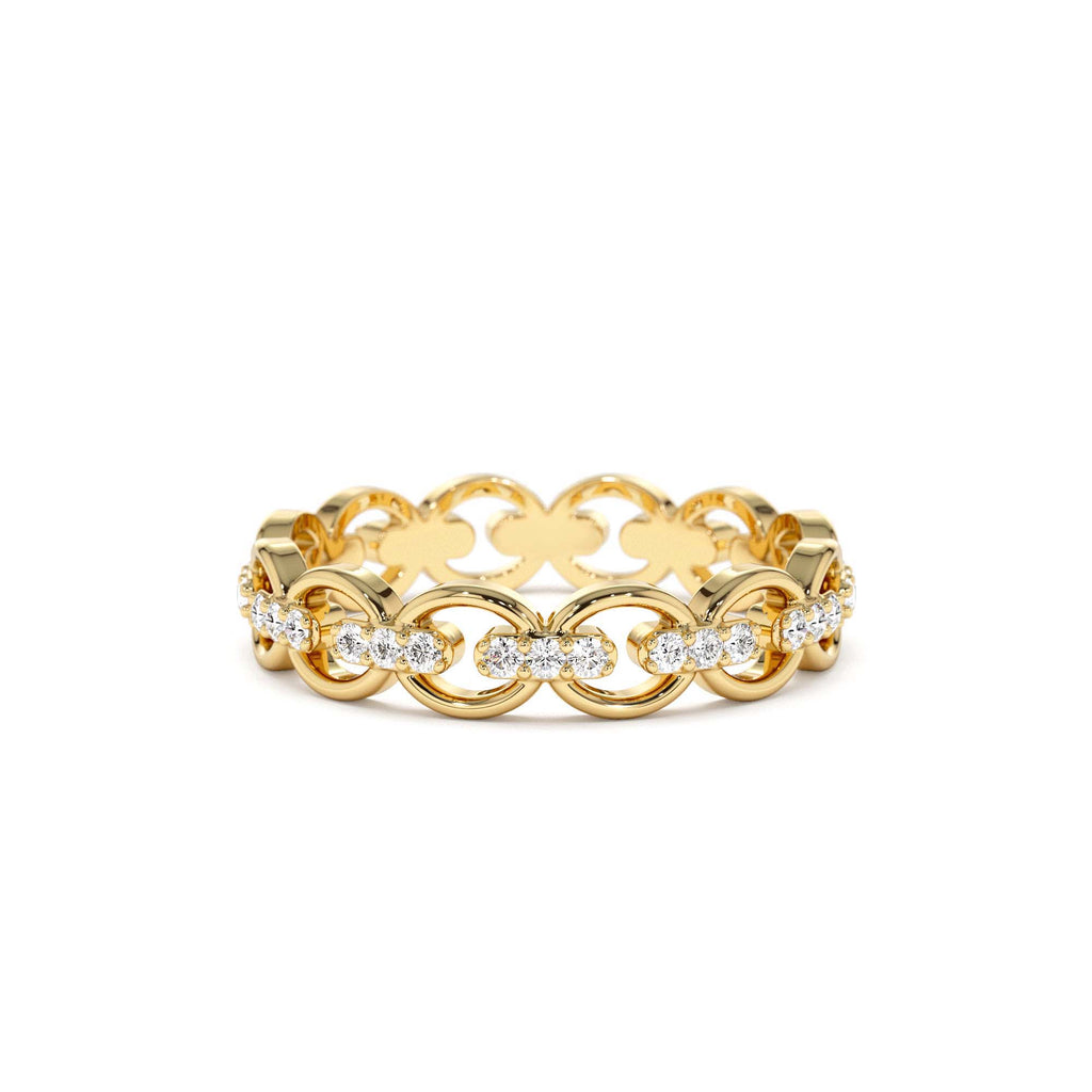 Full Eternity Diamond Link Ring in 14K Gold — view 1