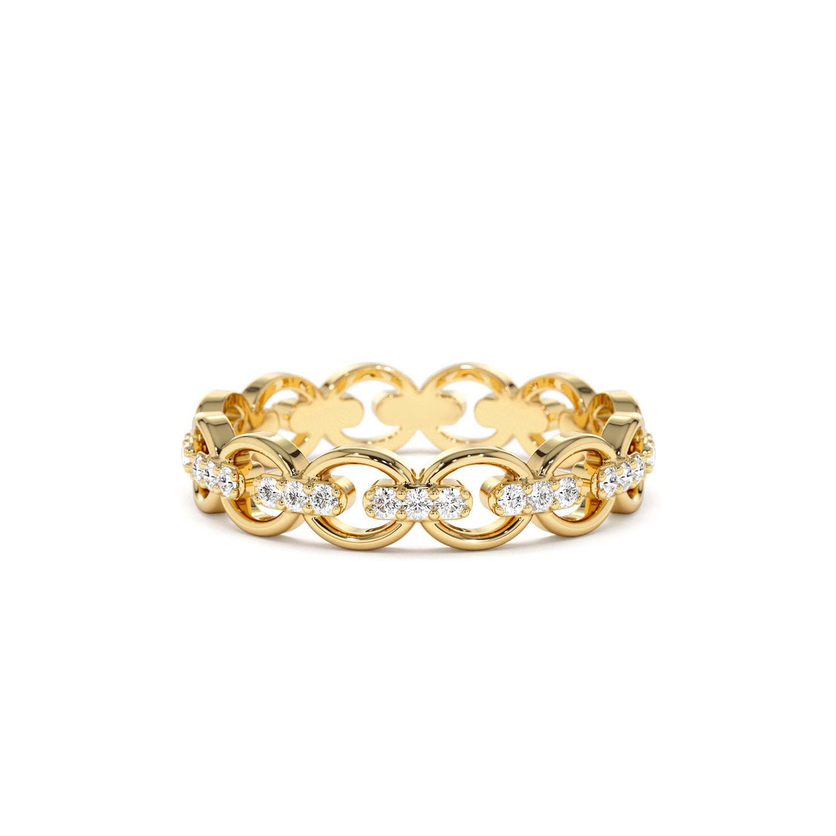 Full Eternity Diamond Link Ring in 14K Gold — view 1