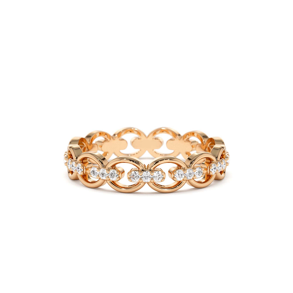 Full Eternity Diamond Link Ring in 14K Gold — view 5