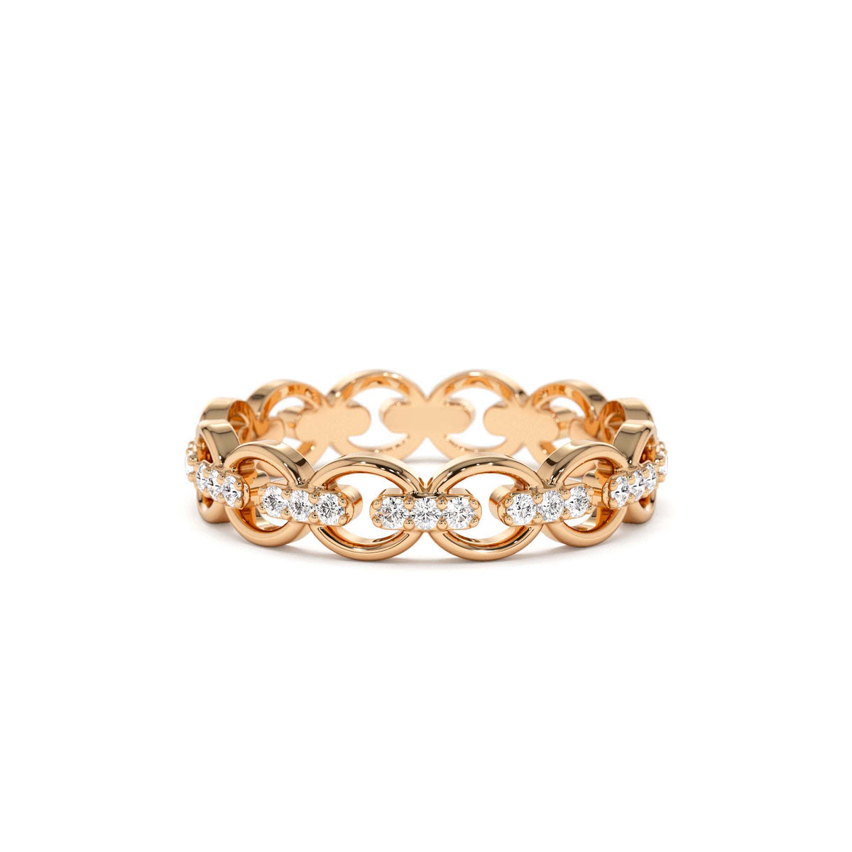 Full Eternity Diamond Link Ring in 14K Gold — view 5
