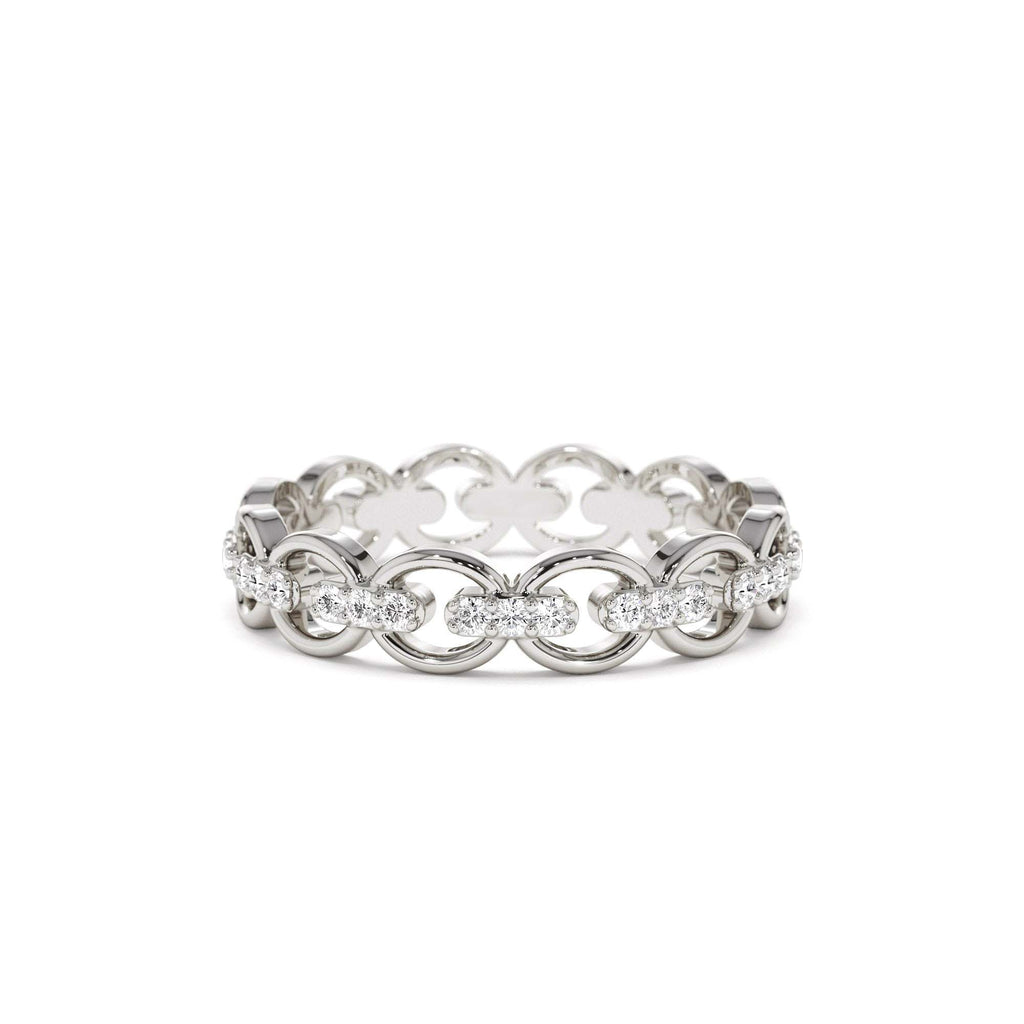 Full Eternity Diamond Link Ring in 14K Gold — view 4