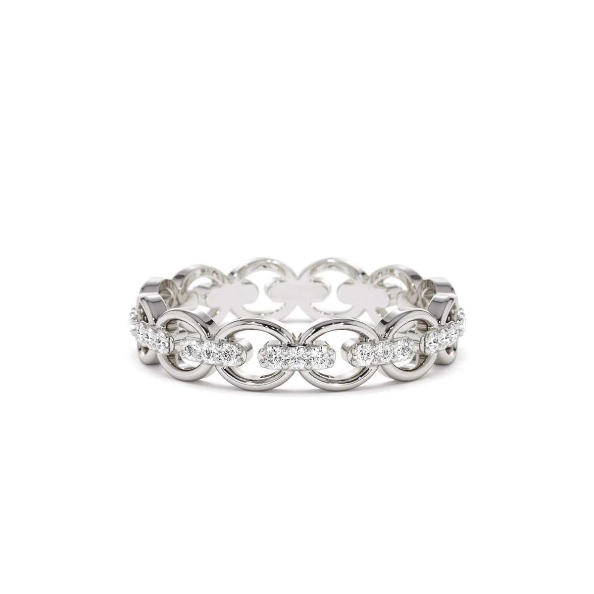 Full Eternity Diamond Link Ring in 14K Gold — view 4