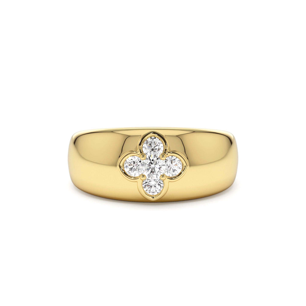Chunky Diamond Clover Ring in 14K Gold — view 1