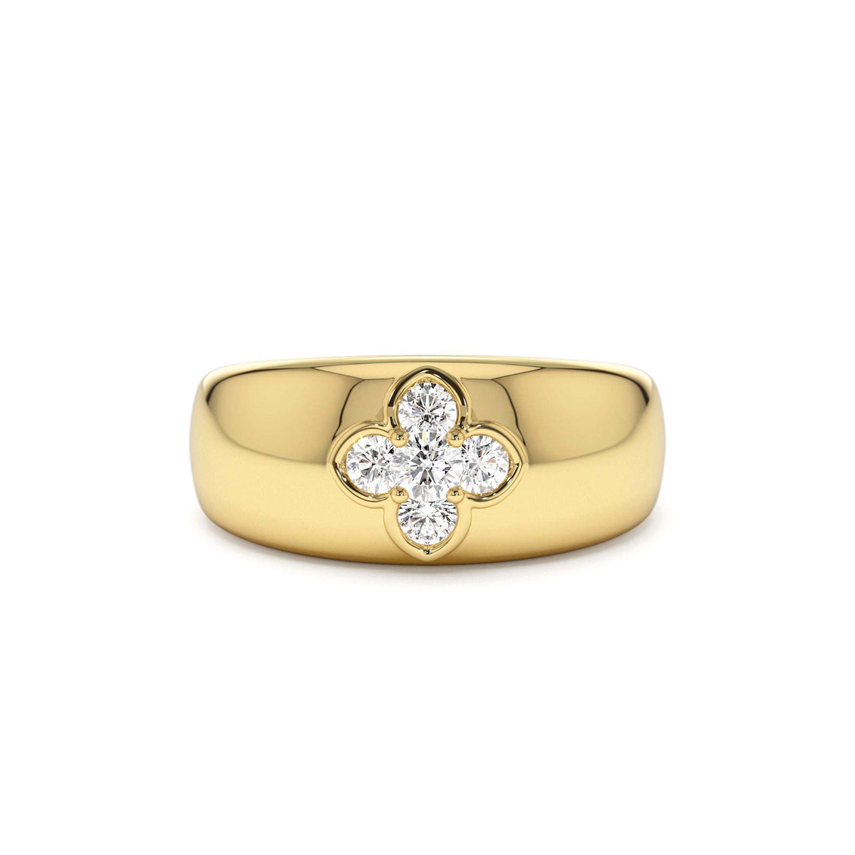 Chunky Diamond Clover Ring in 14K Gold — view 1