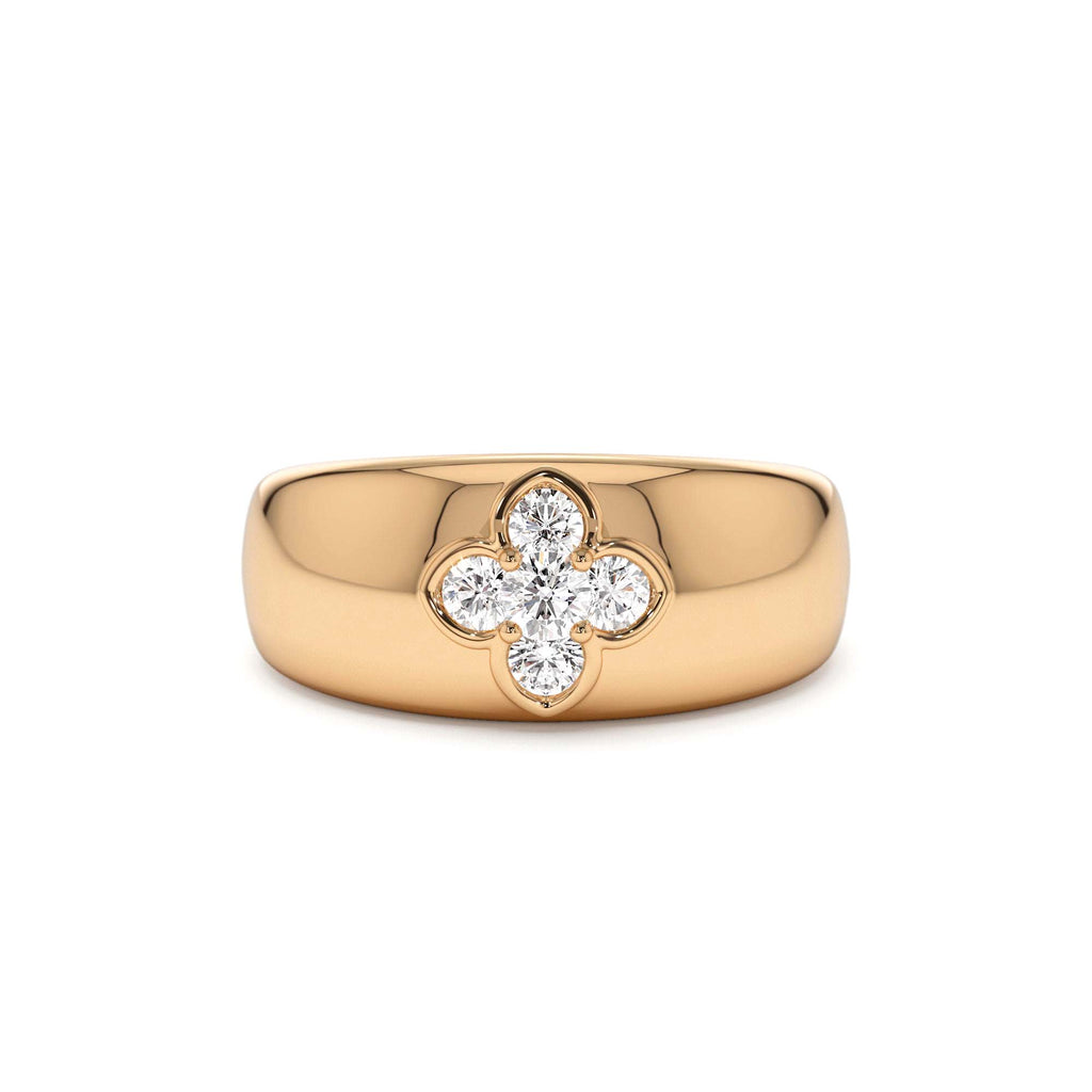 Chunky Diamond Clover Ring in 14K Gold — view 5