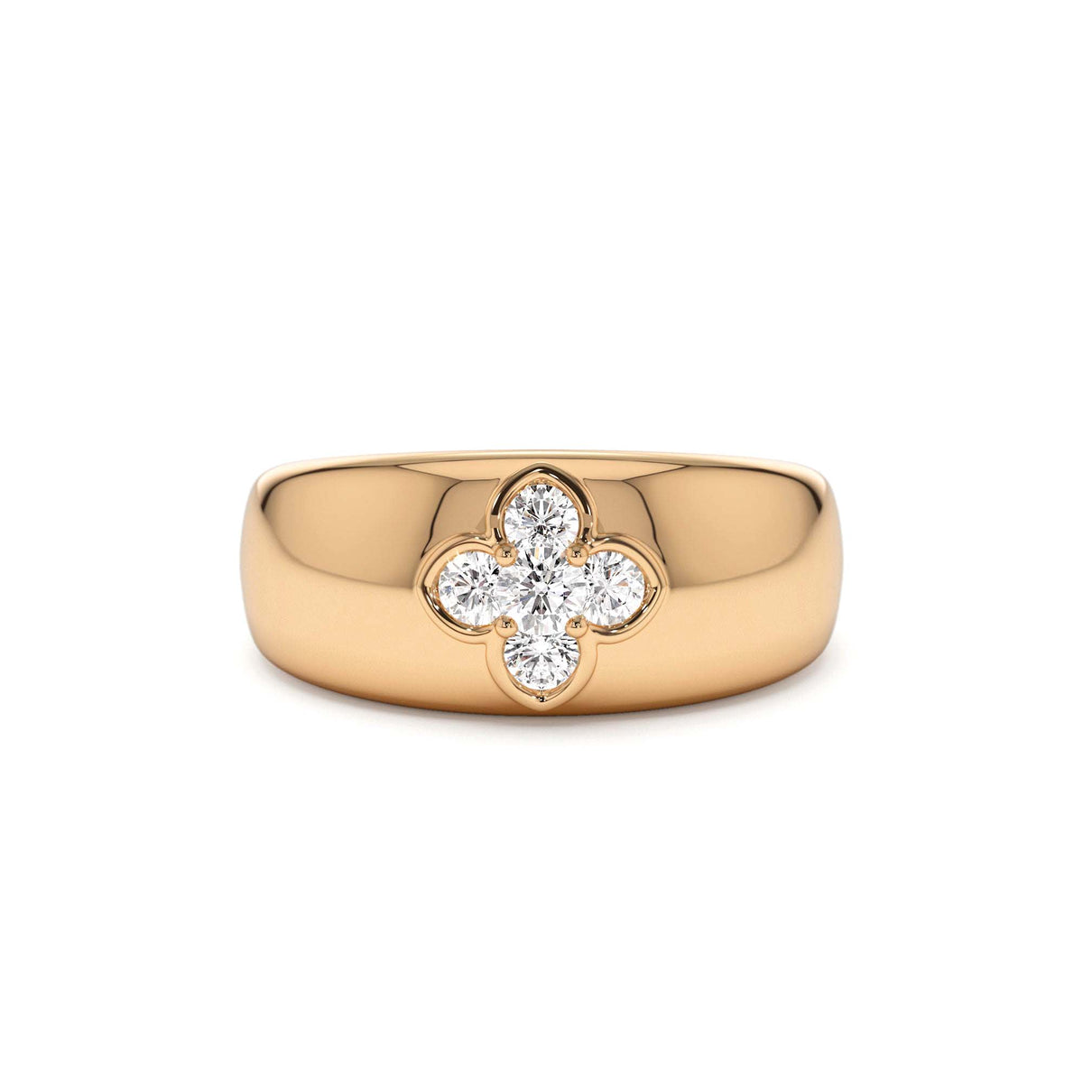 Chunky Diamond Clover Ring in 14K Gold — view 5