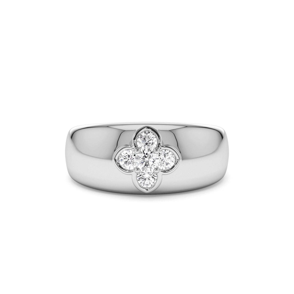 Chunky Diamond Clover Ring in 14K Gold — view 4