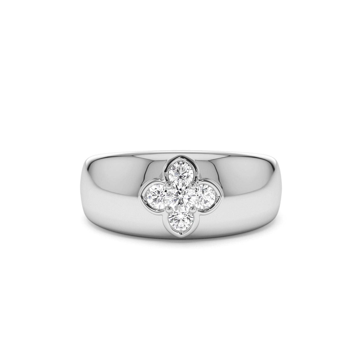 Chunky Diamond Clover Ring in 14K Gold — view 4