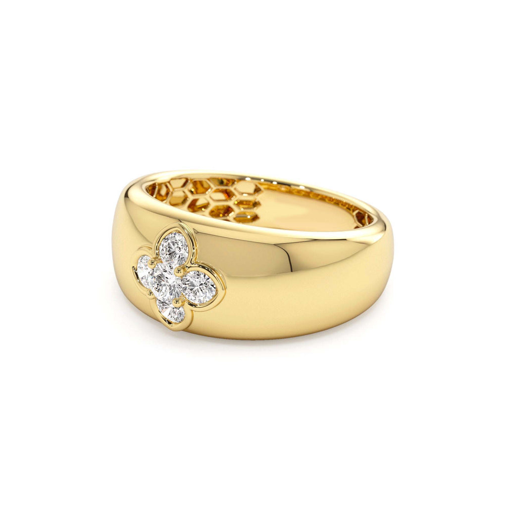 Chunky Diamond Clover Ring in 14K Gold — view 2
