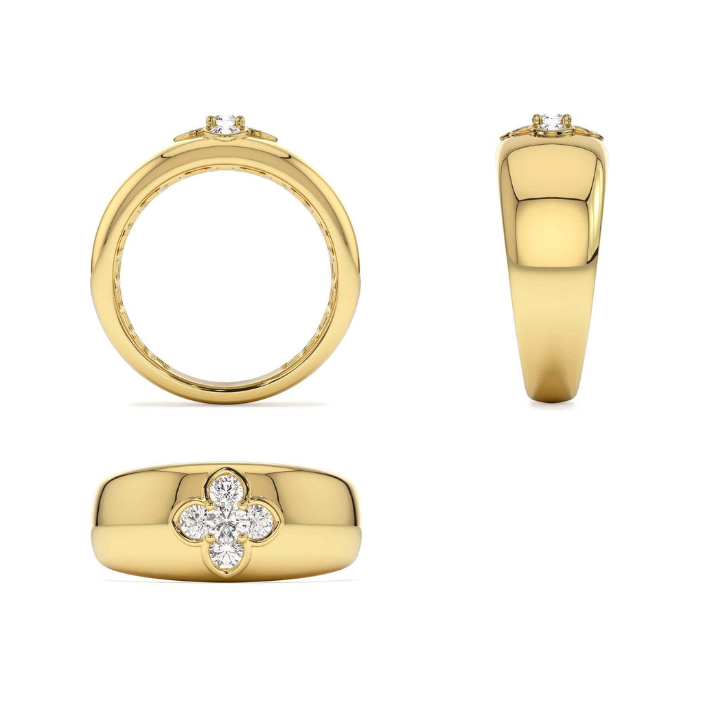 Chunky Diamond Clover Ring in 14K Gold — view 3