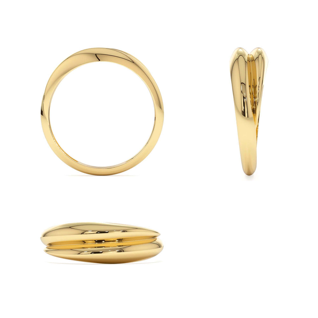 Dome Dual Band Stackable Statement Ring in 14K Gold — view 3