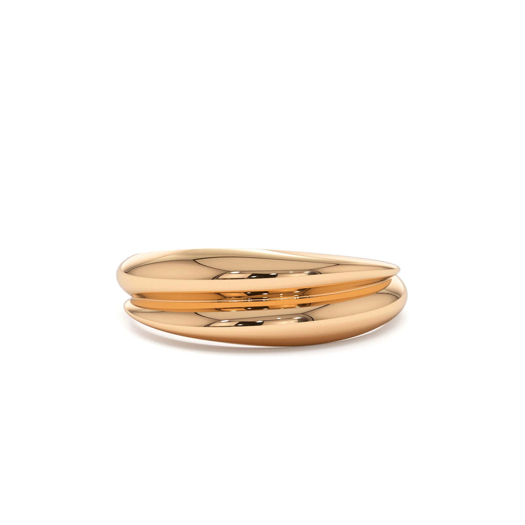 Dome Dual Band Stackable Statement Ring in 14K Gold — view 5