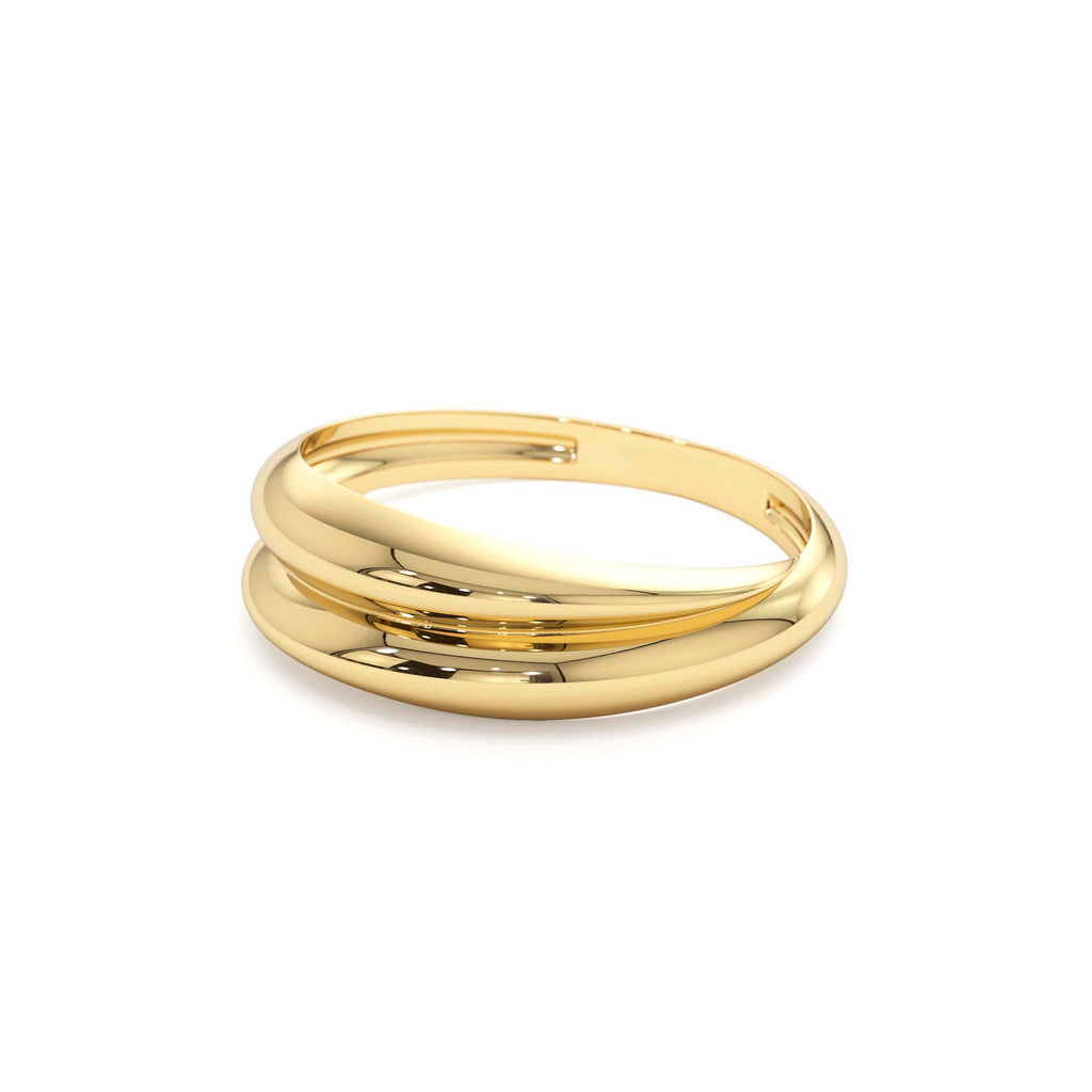 Dome Dual Band Stackable Statement Ring in 14K Gold — view 2