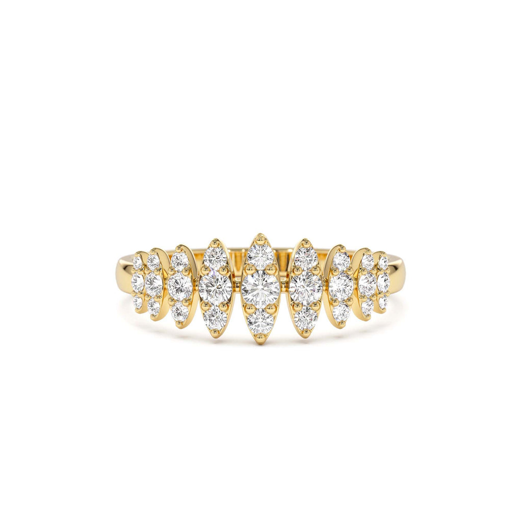 Unique Design Glamorous Diamond Ring in 14K Gold — view 1