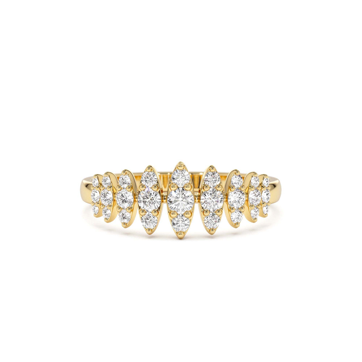 Unique Design Glamorous Diamond Ring in 14K Gold — view 1
