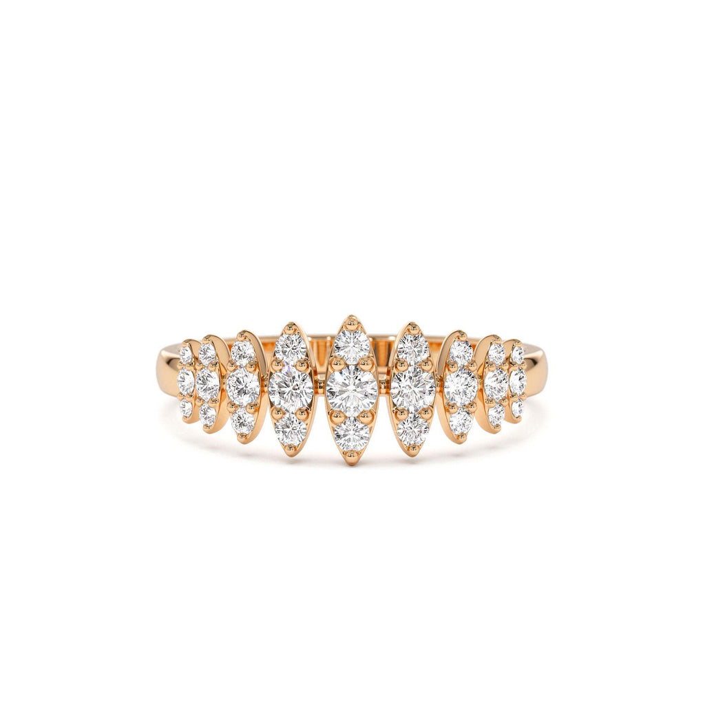 Unique Design Glamorous Diamond Ring in 14K Gold — view 5