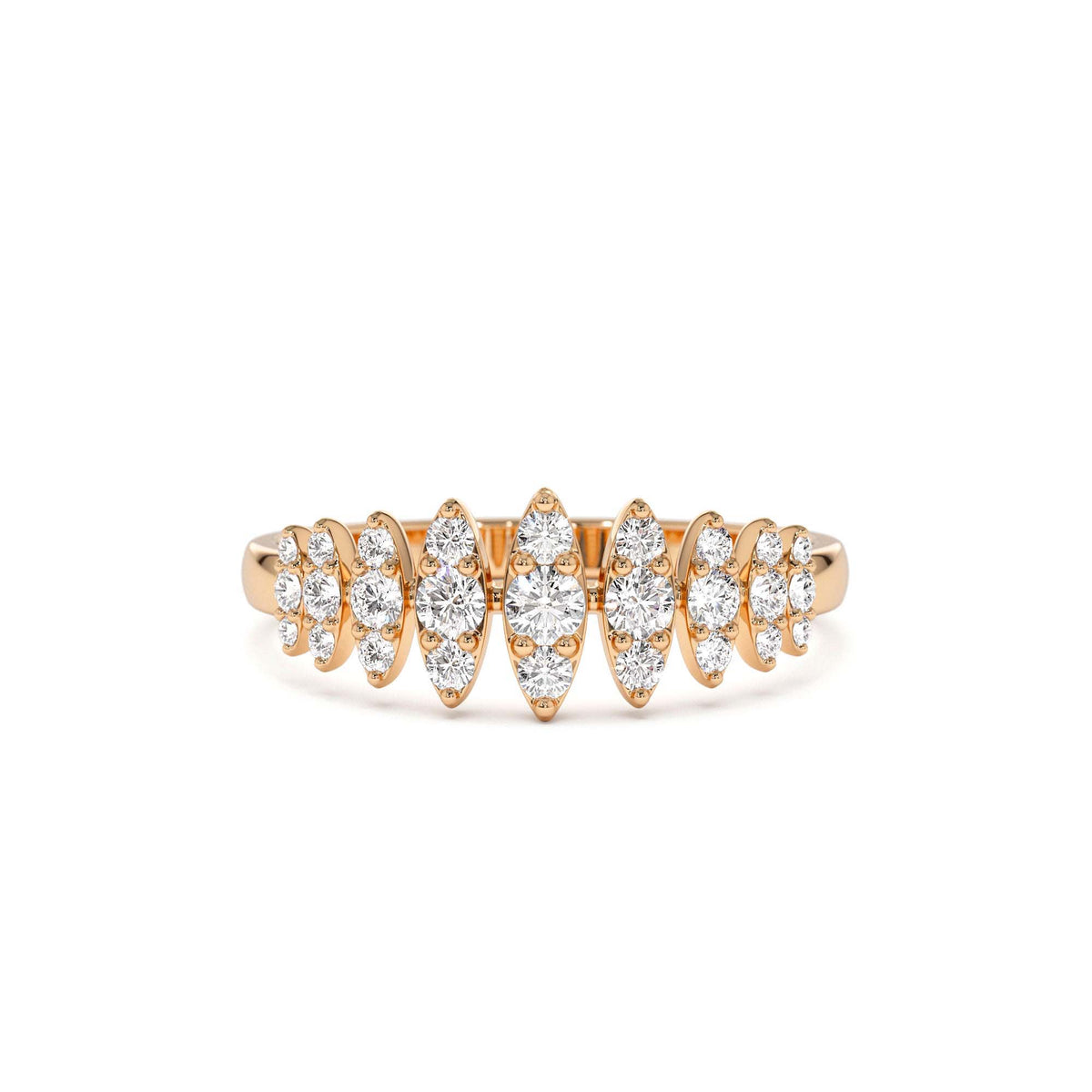 Unique Design Glamorous Diamond Ring in 14K Gold — view 5