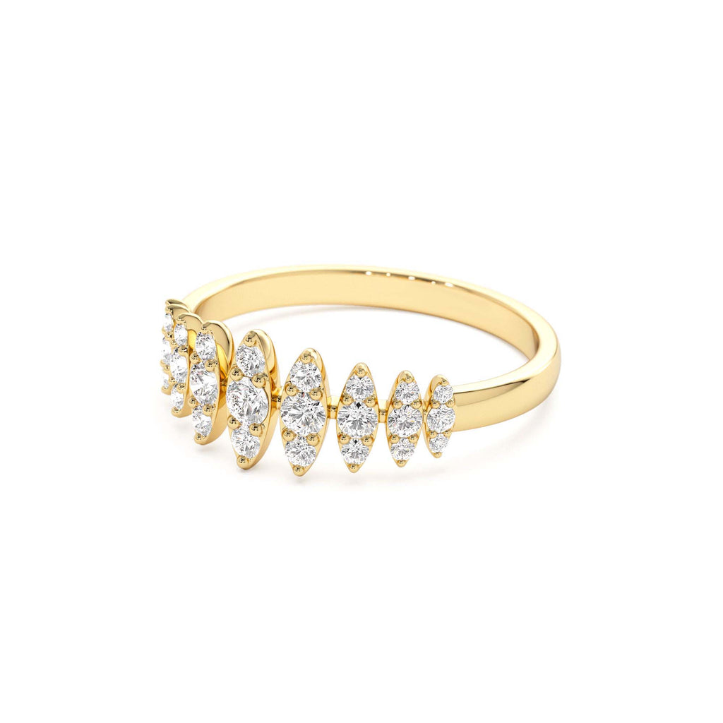 Unique Design Glamorous Diamond Ring in 14K Gold — view 2
