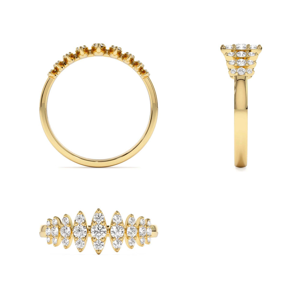 Unique Design Glamorous Diamond Ring in 14K Gold — view 3