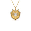 Diamond Shield Medallion Pendant in 14K Gold — view 1