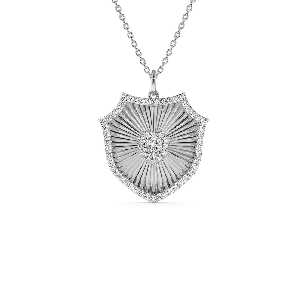 Diamond Shield Medallion Pendant in 14K Gold — view 3