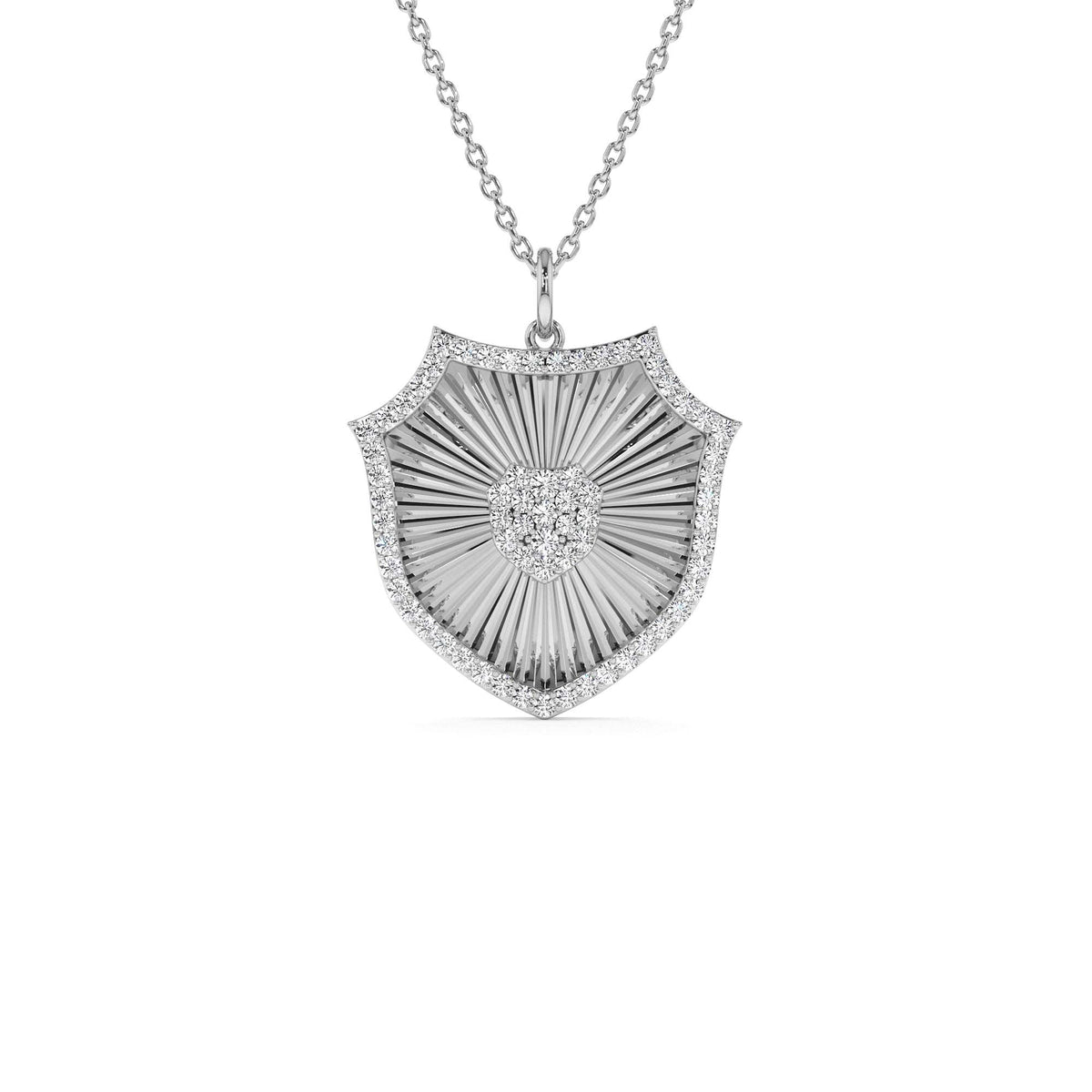 Diamond Shield Medallion Pendant in 14K Gold — view 3