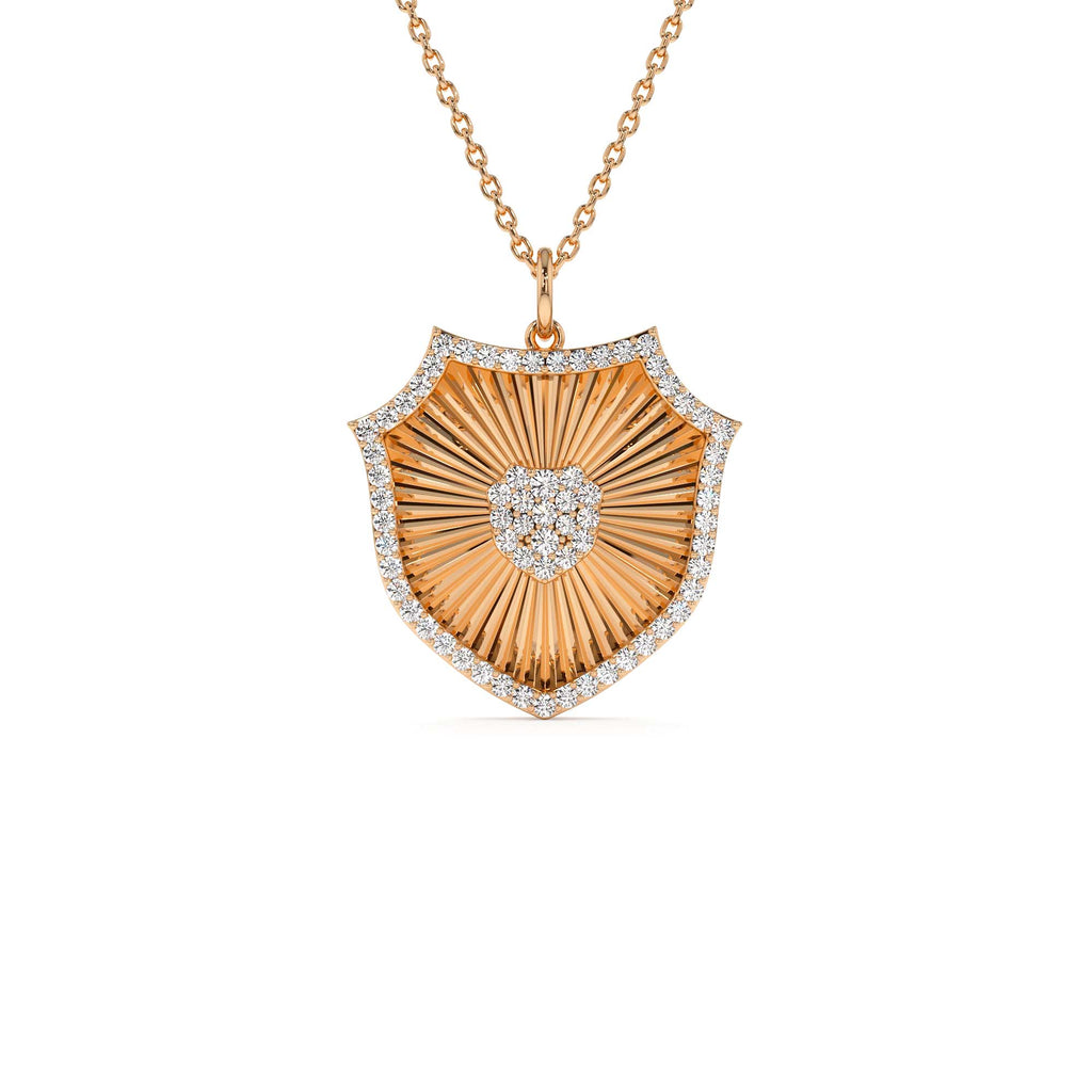 Diamond Shield Medallion Pendant in 14K Gold — view 4