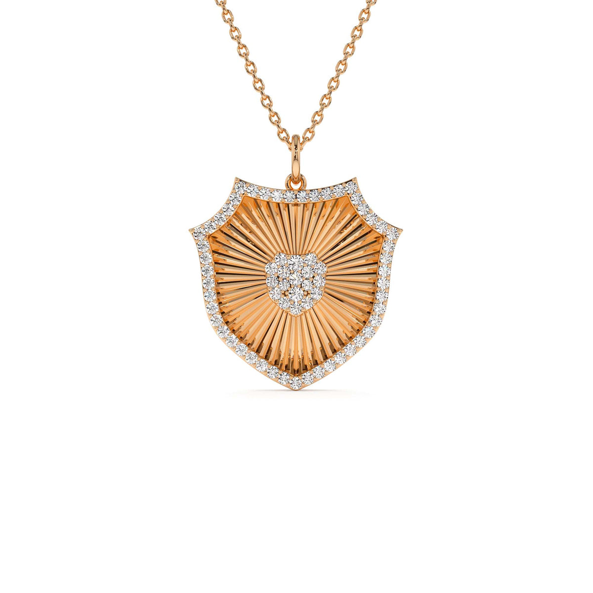 Diamond Shield Medallion Pendant in 14K Gold — view 4