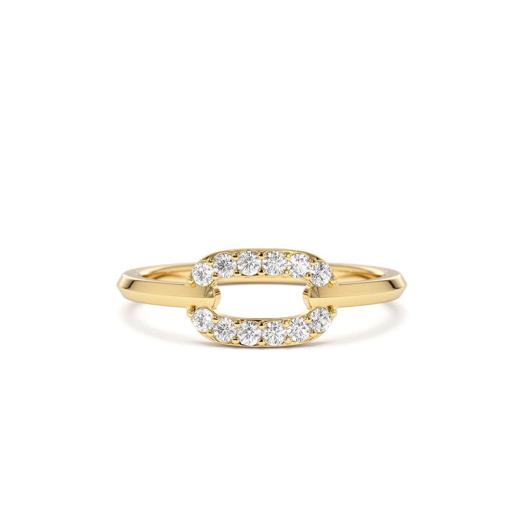 Single Link Diamond Ring in 14K Gold — view 1
