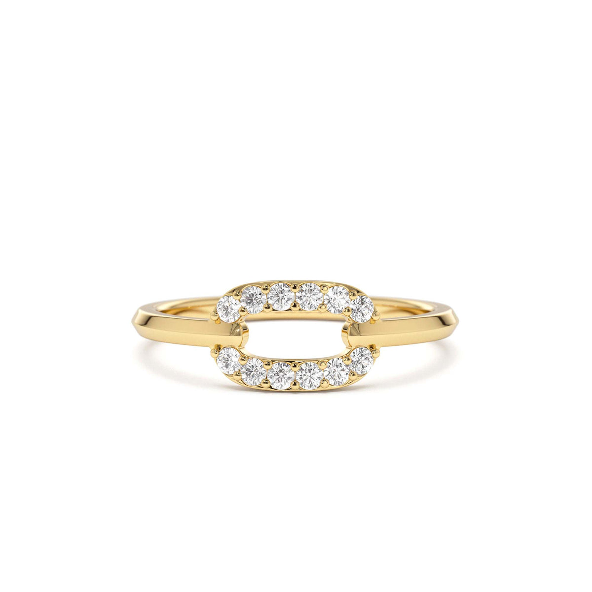 Single Link Diamond Ring in 14K Gold — view 1