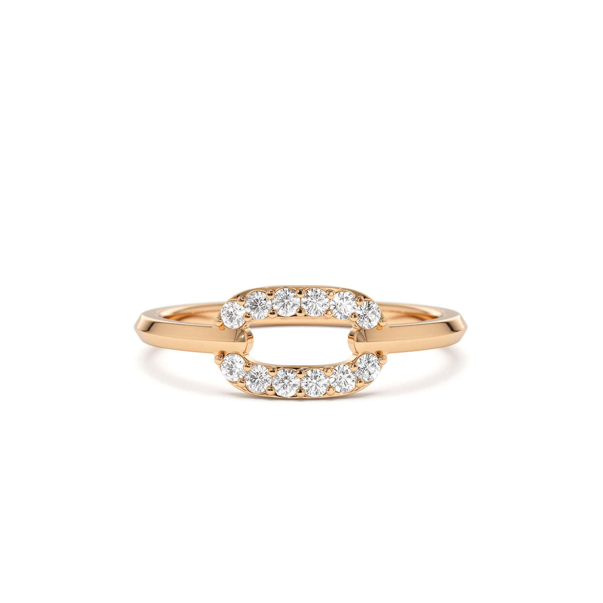 Single Link Diamond Ring in 14K Gold — view 5