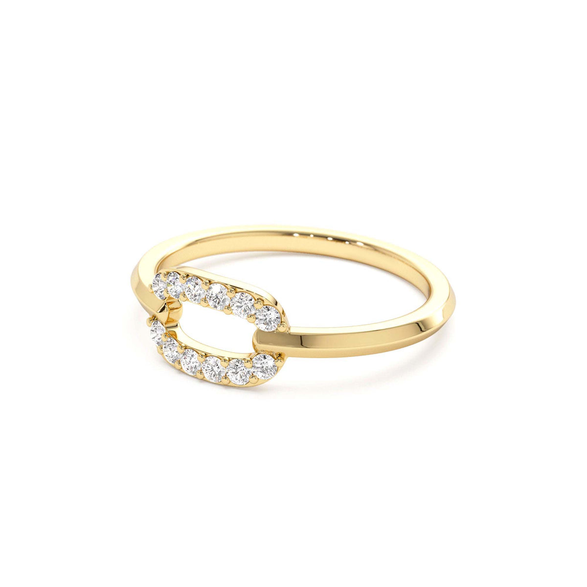 Single Link Diamond Ring in 14K Gold — view 2