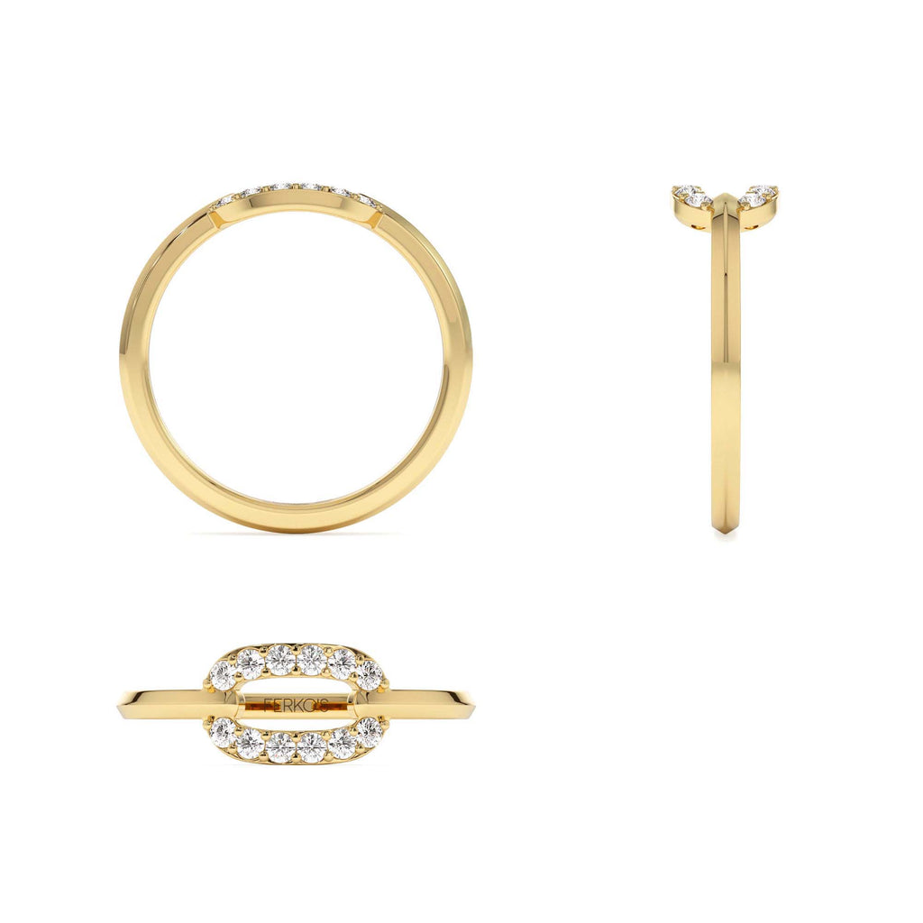 Single Link Diamond Ring in 14K Gold — view 3