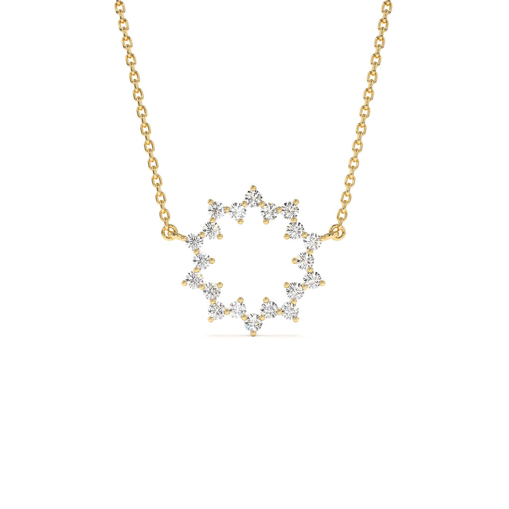 Diamond Sun Circle Necklace in 14K Gold — view 1