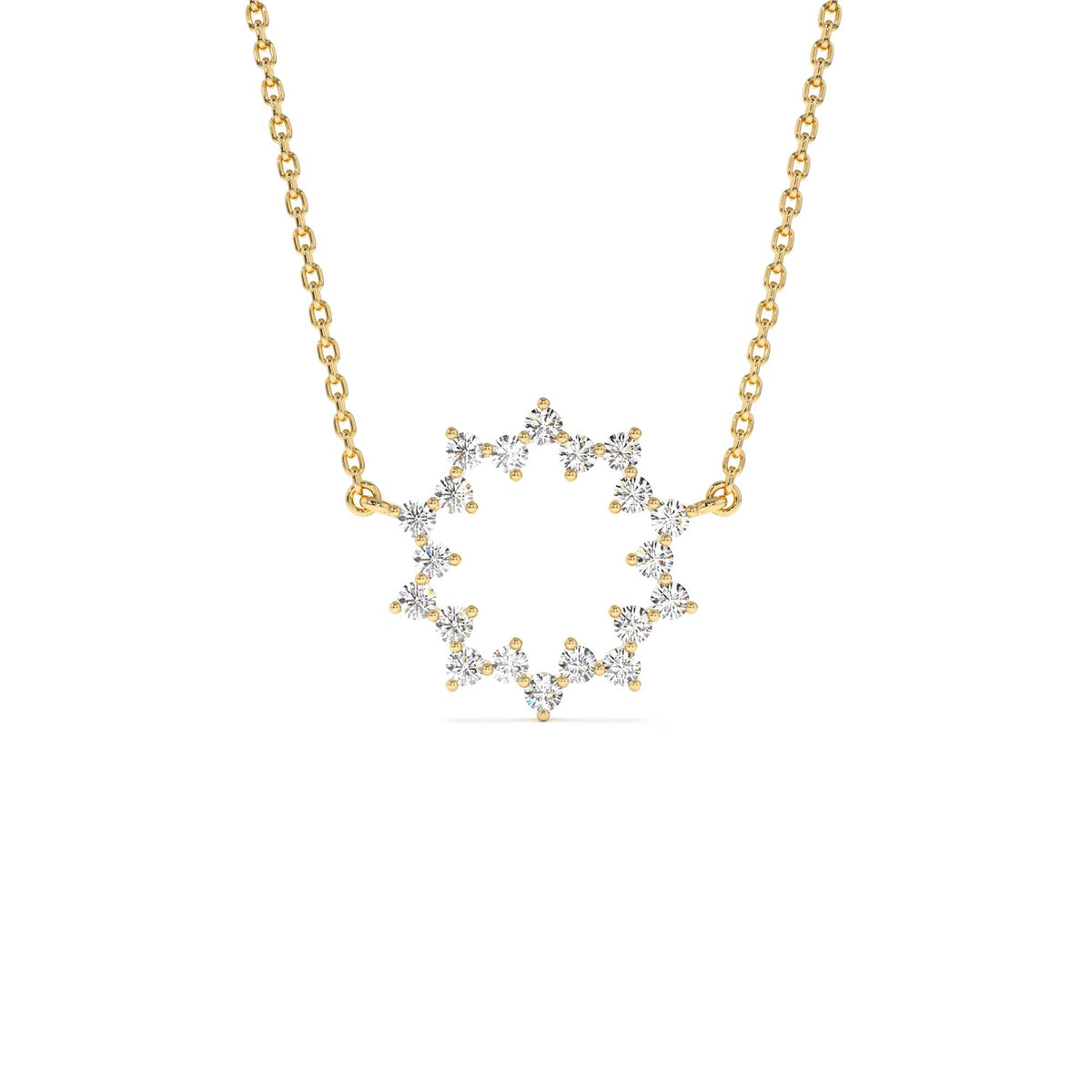 Diamond Sun Circle Necklace in 14K Gold — view 1