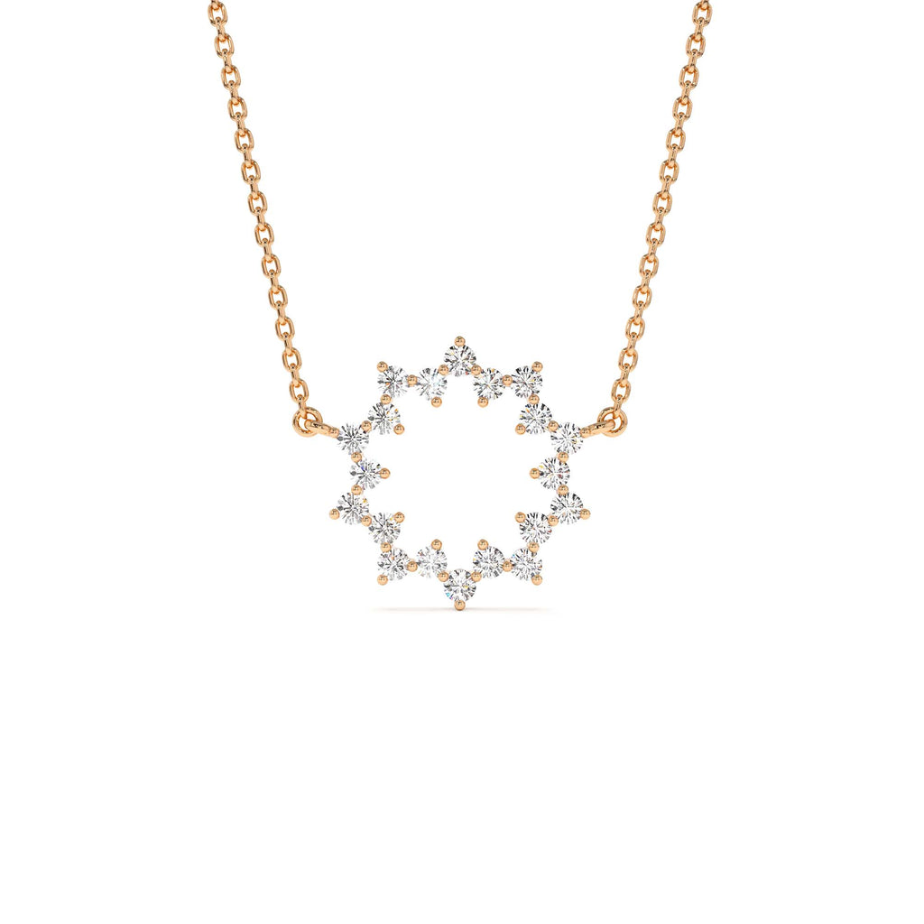 Diamond Sun Circle Necklace in 14K Gold — view 4