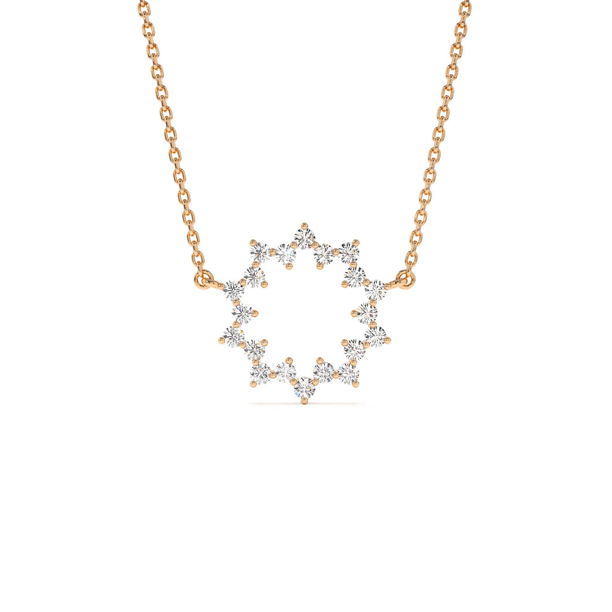 Diamond Sun Circle Necklace in 14K Gold — view 4