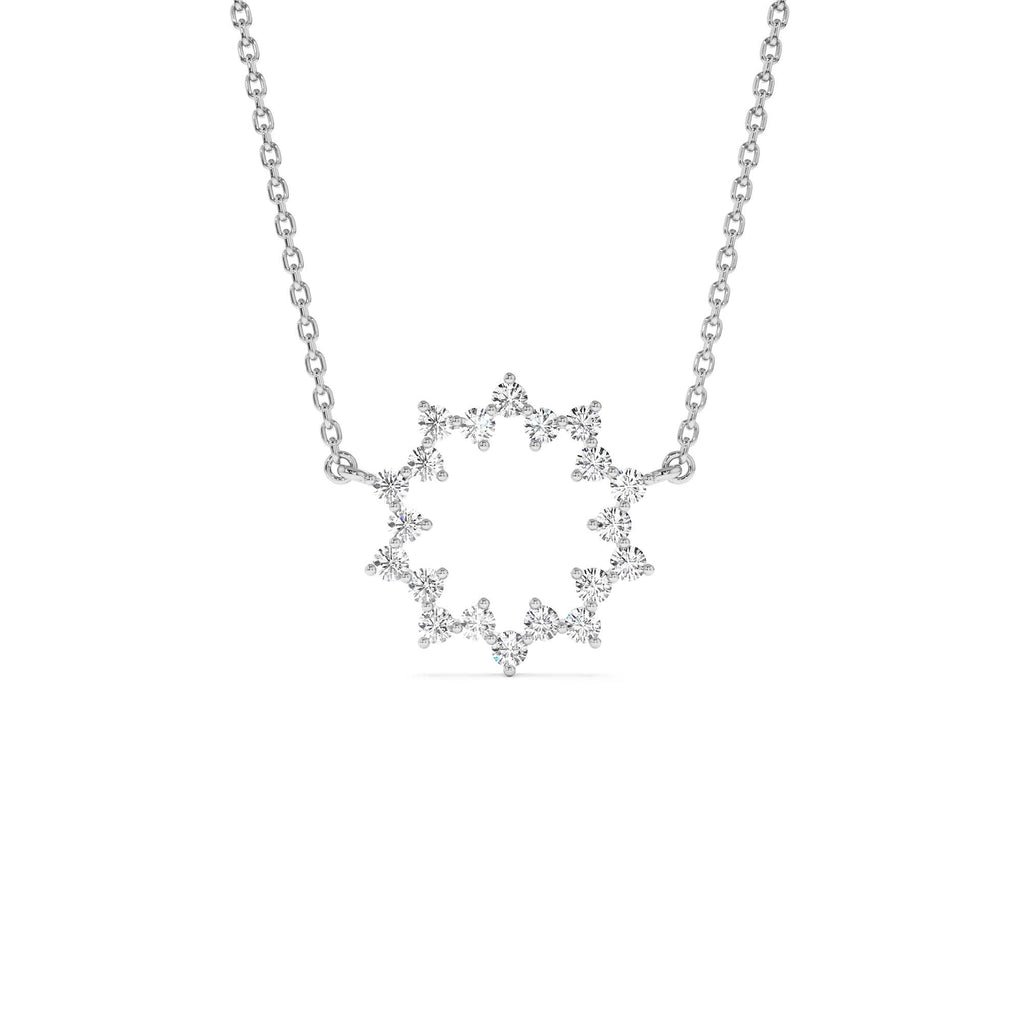 Diamond Sun Circle Necklace in 14K Gold — view 3