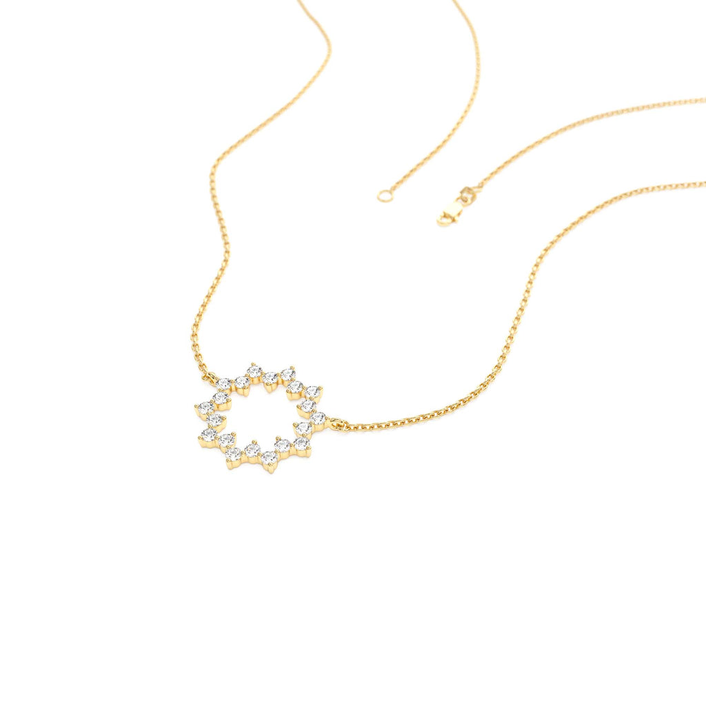 Diamond Sun Circle Necklace in 14K Gold — view 2