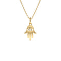 Diamond Hamsa Hand Protection Necklace in 14K Gold — view 1