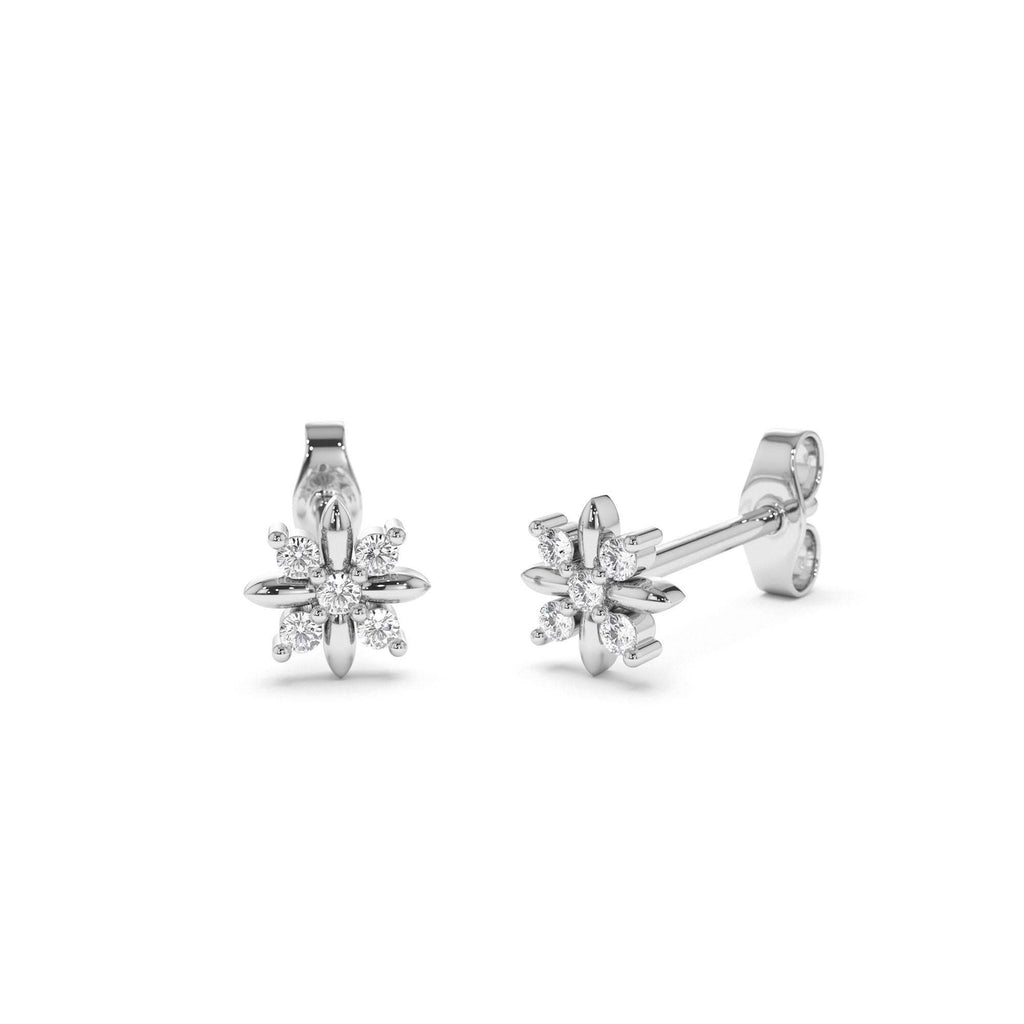 Dainty Crisscross Cluster Diamond Studs in 14K Gold — view 4