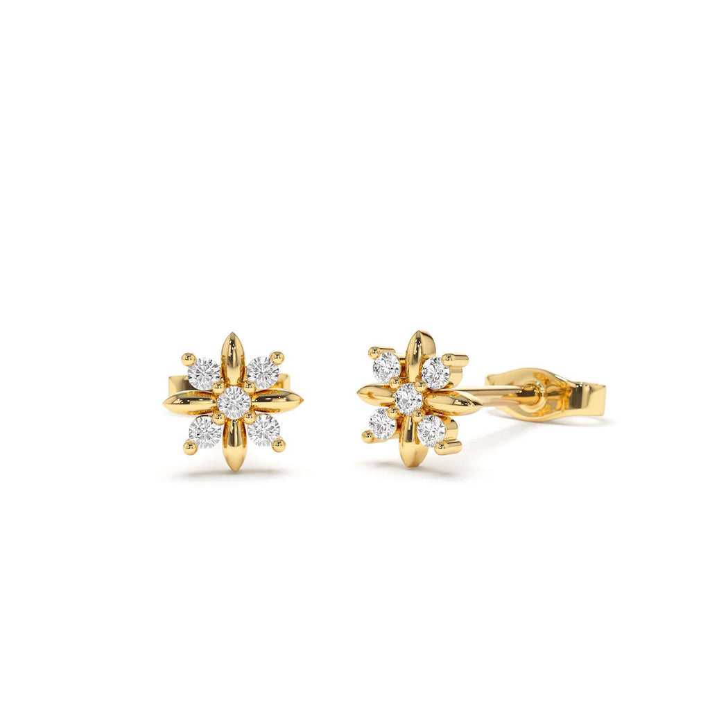 Dainty Crisscross Cluster Diamond Studs in 14K Gold — view 2