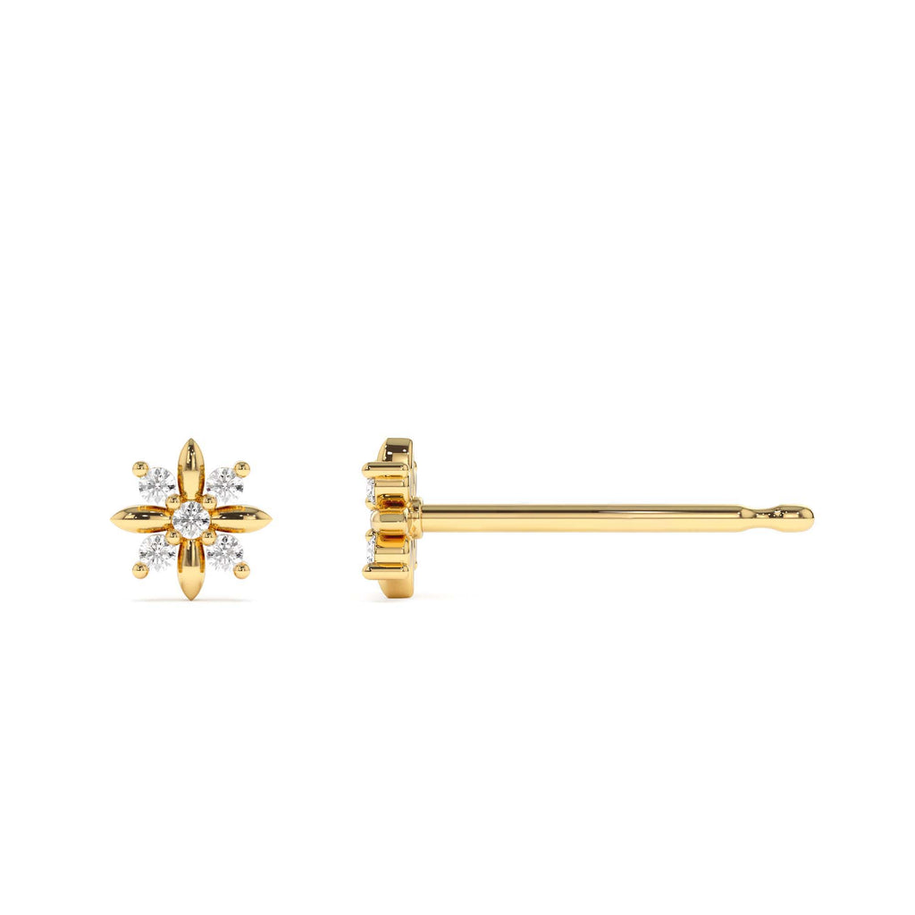 Dainty Crisscross Cluster Diamond Studs in 14K Gold — view 3