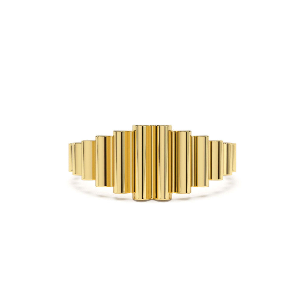 Bold Fluted Graduating Gold Ring in 14K Gold — view 1
