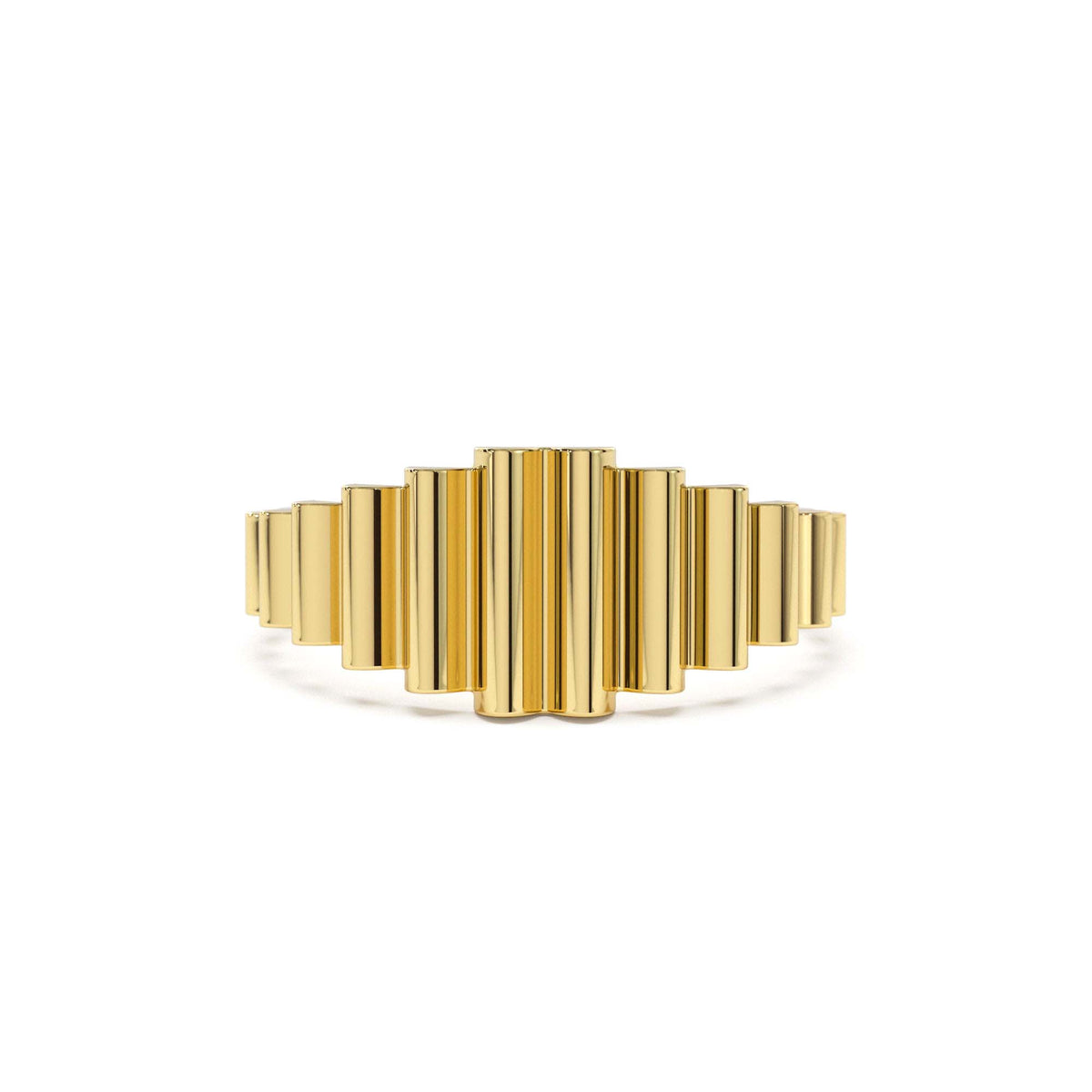 Bold Fluted Graduating Gold Ring in 14K Gold — view 1