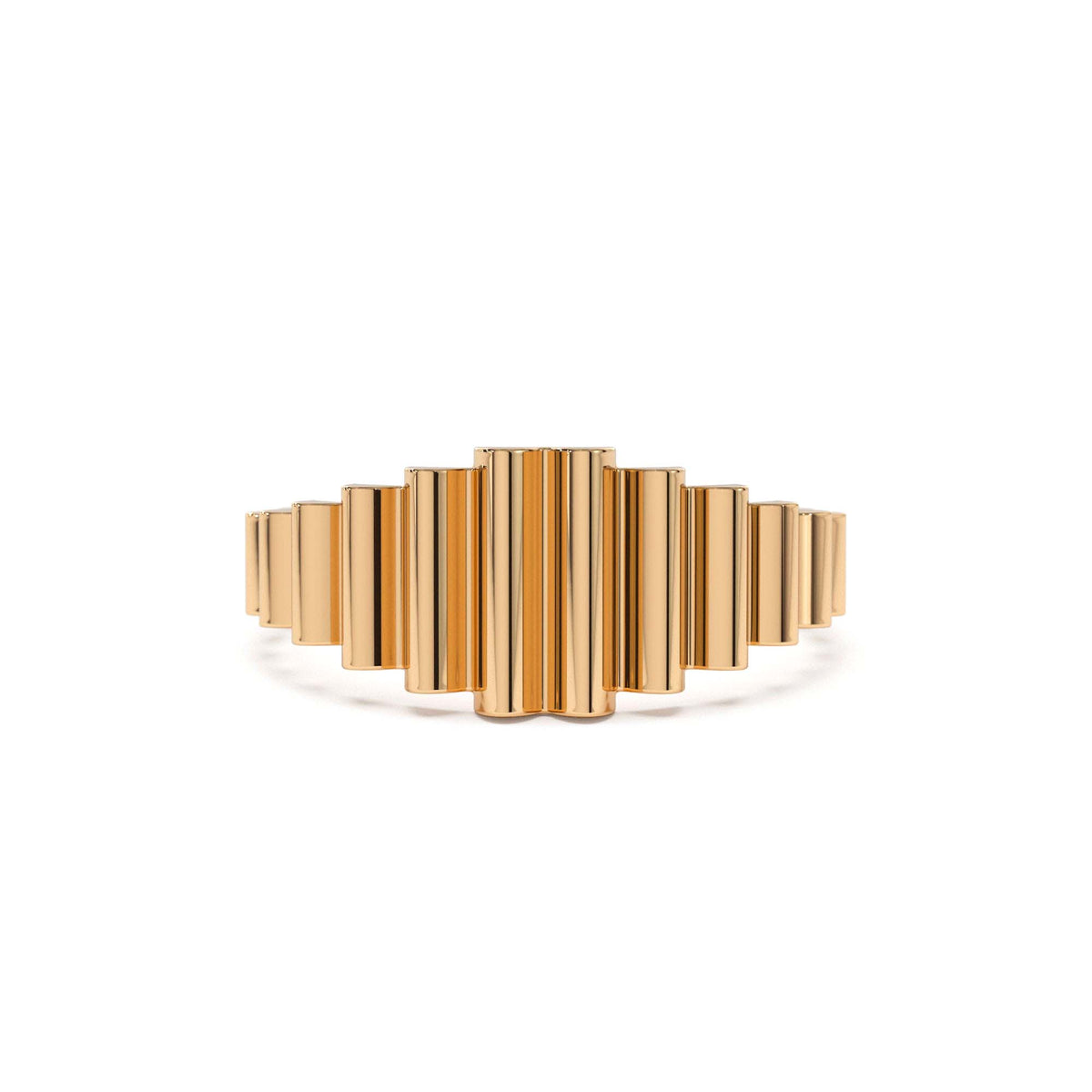 Bold Fluted Graduating Gold Ring in 14K Gold — view 5