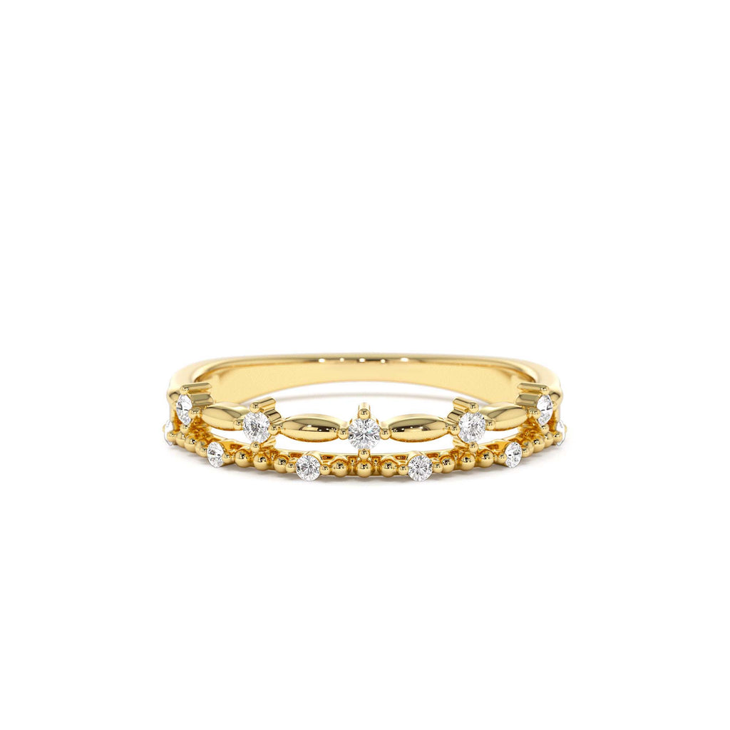 Stacked Double Band Diamond Ring in 14K Gold — view 1