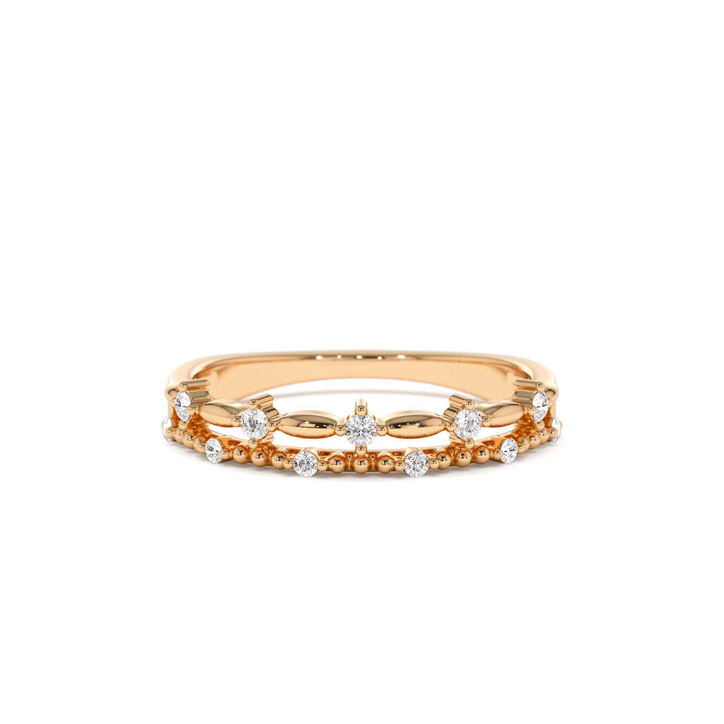 Stacked Double Band Diamond Ring in 14K Gold — view 5