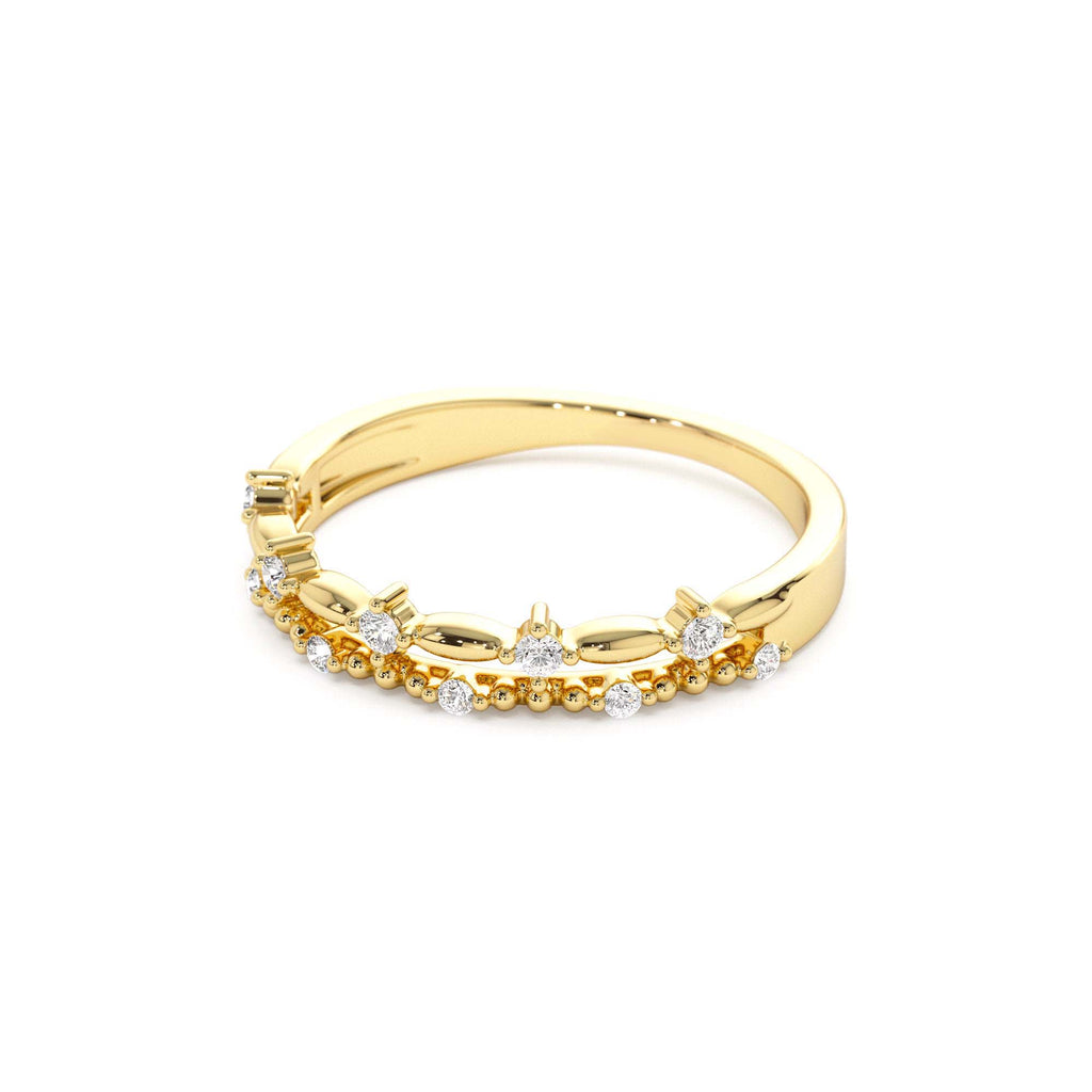 Stacked Double Band Diamond Ring in 14K Gold — view 2