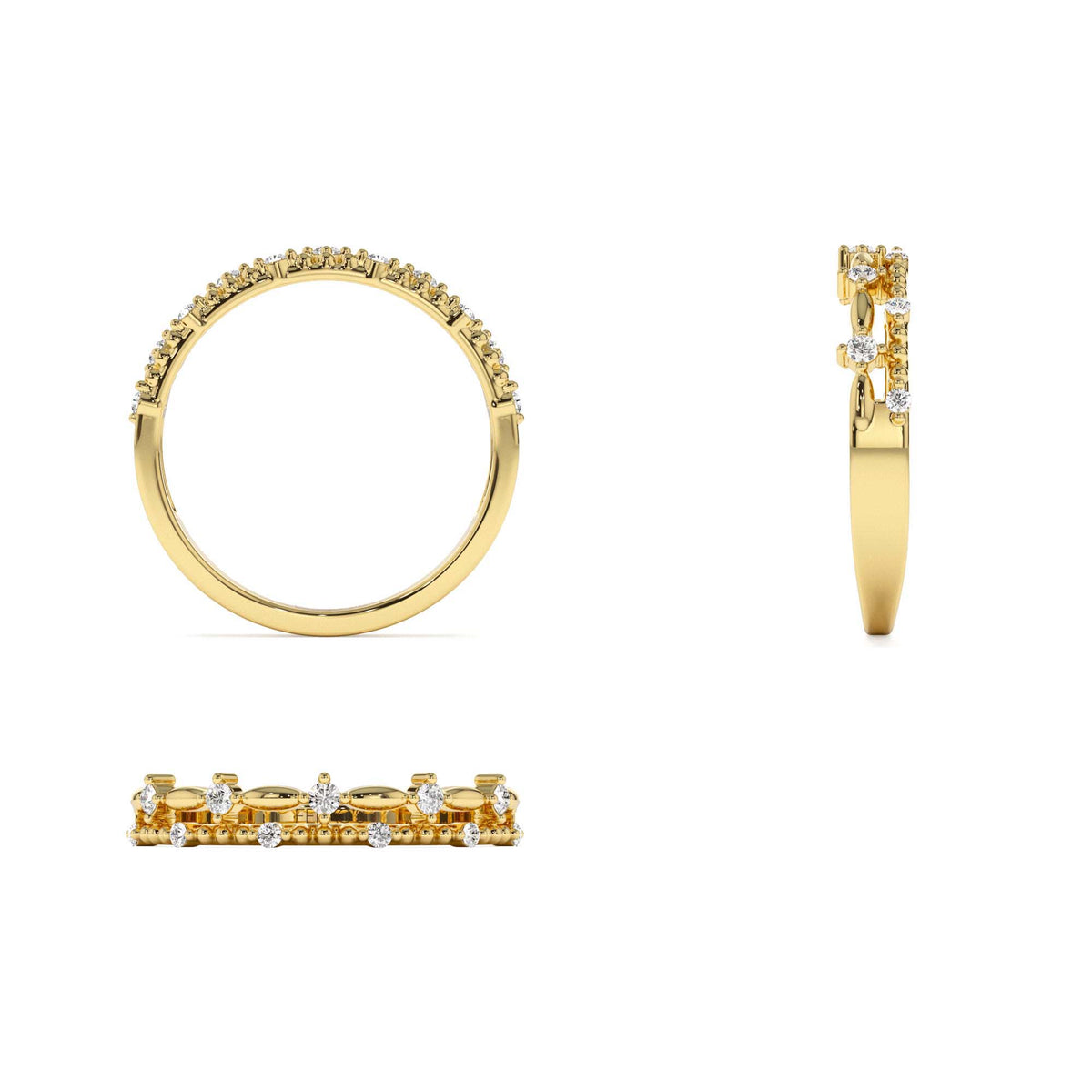 Stacked Double Band Diamond Ring in 14K Gold — view 3